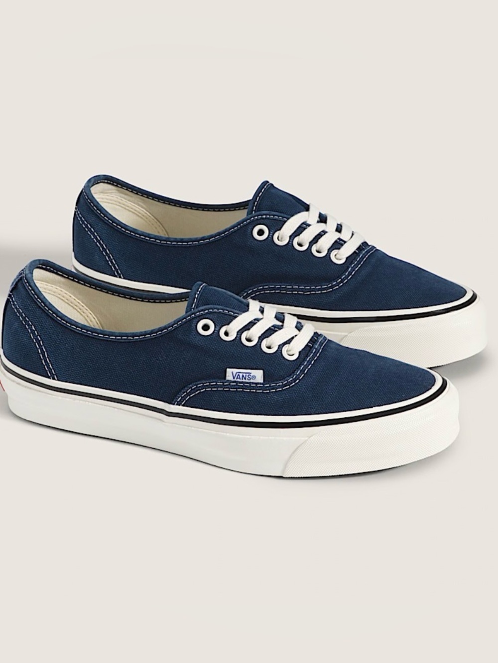 Vans Navy Canvas Heritage Low-Top Sneakers White Side Wall Womens Sz 6 Mens 4.5